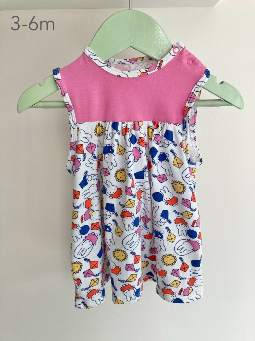 💙2/$25 Miffy 3-6 Months Baby Girl Rabbit Sleeveless Dress Summer Beach Kawaii